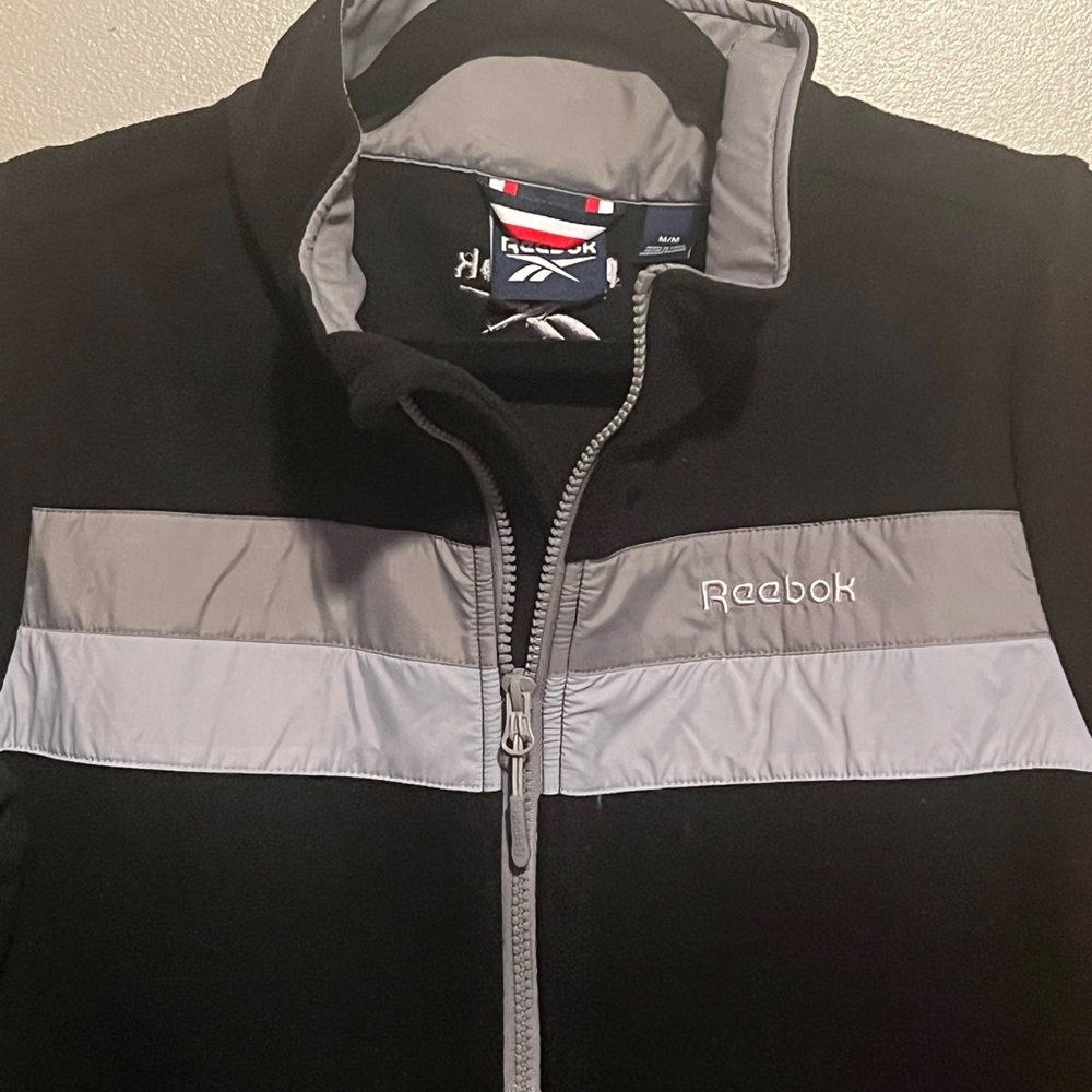 Reebok Mens Black and Gray Fleece Jacket